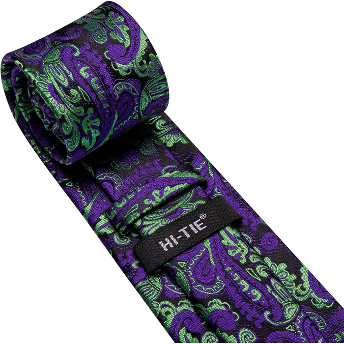 Чоловіча краватка Hi-Tie чорно-рожева з візерунком пає, смужки, крапки, нагрудна хустинка та запонки для весілля, офіційних заходів та бізнесу (чорний, фіолетовий, зелений)