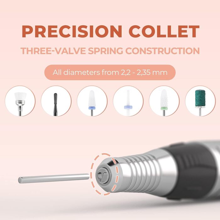 Nagelfräser JCMaster Profi: Електрична шліфувальна машинка для нігтів з педаллю, 35000 об/хв, 6 біт, чорна