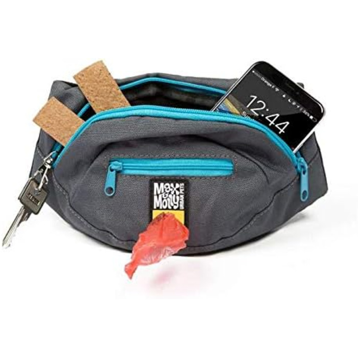 Сумка для тренування собак Max & Molly з відділеннями для ласощів, іграшок та аксесуарів, з дозатором для пакетів для екскрементів, регульованого розміру, блакитна