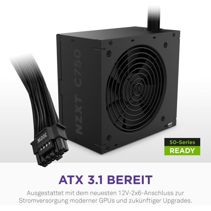 Блок живлення NZXT C850 Gold ATX 3.1, 850W, повністю модульний, 80 Plus Gold, чорний