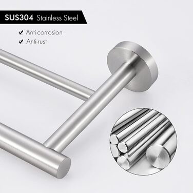 Тримач для рушників KES, подвійний, з нержавіючої сталі SUS304, 60 см, настінний, A2001S60