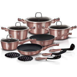Набір посуду Berlinger Haus 15 предметів, металевий, рожеве золото (Metallisch Irose)