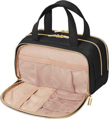 Жіноча дорожня косметичка Lifewit 5L, водовідштовхувальна косметичка з відділенням для мокрого одягу, органайзер для макіяжу, аксесуарів, шампуню та туалетних речей, чорна, M