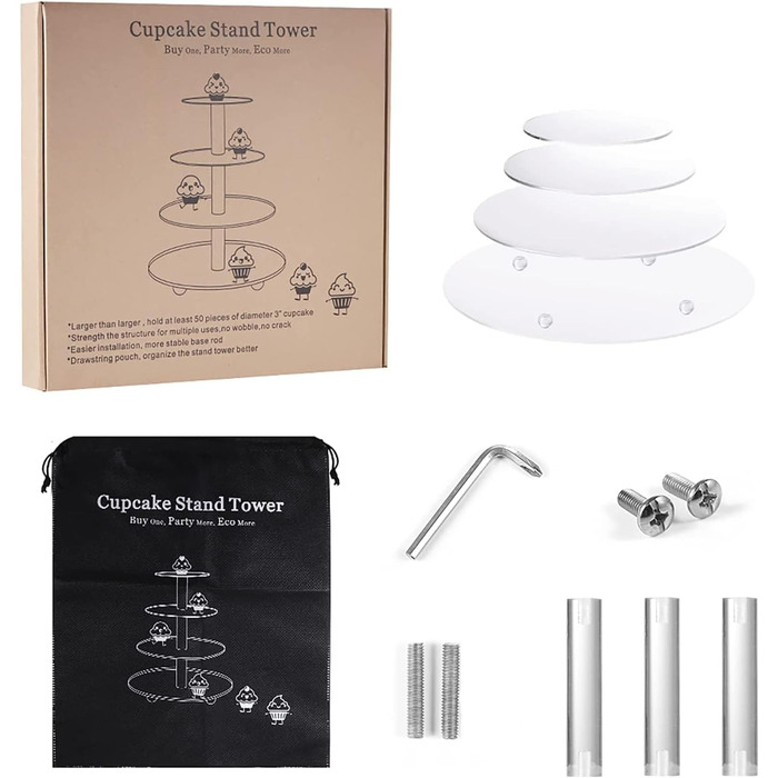 Підставка для капкейків Fhmidic на 6 ярусів, акрилова етажерка, 6-ярусний дисплей для десертів, тортів, випічки, для вечірок, днів народжень, дитячих свят, хрестин (кругла)