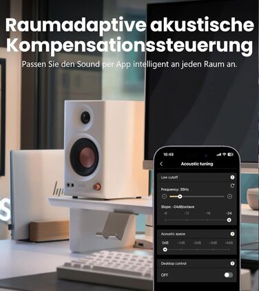 Edifier MR3 - Компактні Студійні Акустичні Системи 2.0, Hi-Res Audio, Bluetooth V5.4, RCA, AUX, Мобільний Додаток, 2 x 18 W, Білий