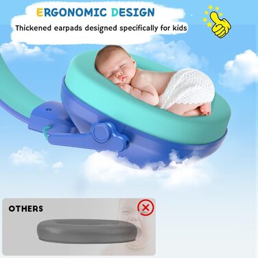 Навушники для захисту від шуму для дітей, придатні для дітей з аутизмом, пасивний захист вух для учнів початкової школи, регульовані навушники для концертів (блакитні)