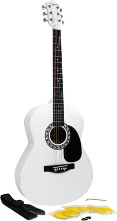 Акустична гітара Martin Smith з комплектом: струни, медіатори та ремінь - синього кольору (білий, Single)