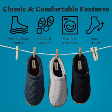 Чоловічі домашні капці-клоги Dearfoams Case Casual, чорні (42/43 EU)