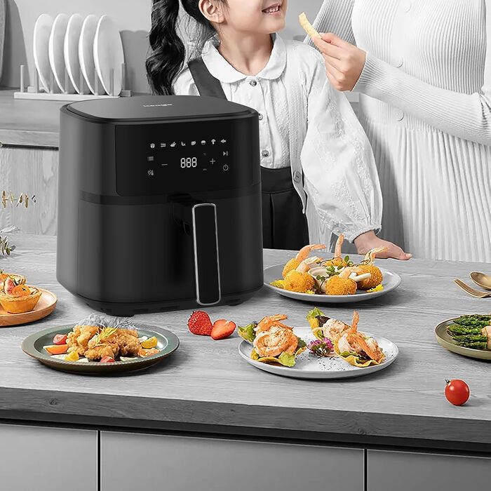 iceagle Hot Air Fryer 6.5 L Airfryer XL - Fryer Without Fat with Metal Interior | 1700W Hot Air Fryer with 8 Cooking Programs, Digital Display, with German Recipe Book