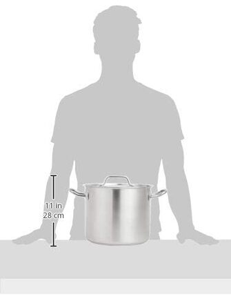 Супова каструля Amazon Basics з кришкою, 9,5 л, нержавіюча сталь з алюмінієвим покриттям, срібляста, для кухні, преміум якість