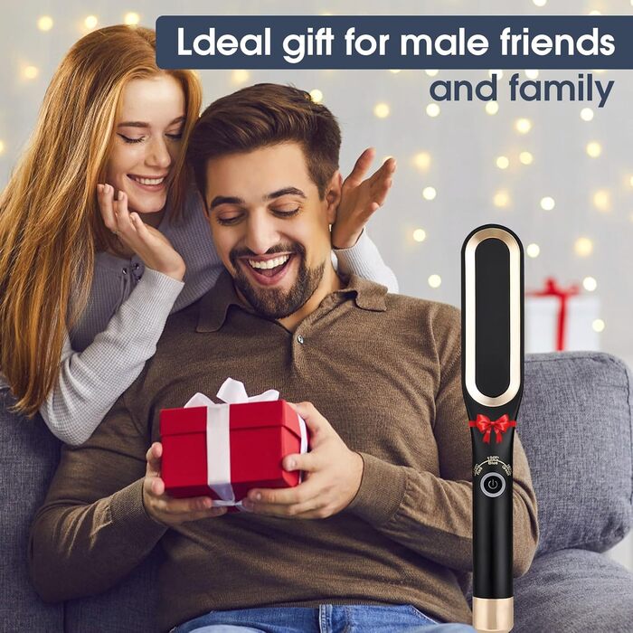 Електричний випрямляч для бороди чоловічий, міні-щітка для випрямлення бороди та волосся, 3 температурні режими (160°C-220°C), 3D-щітка