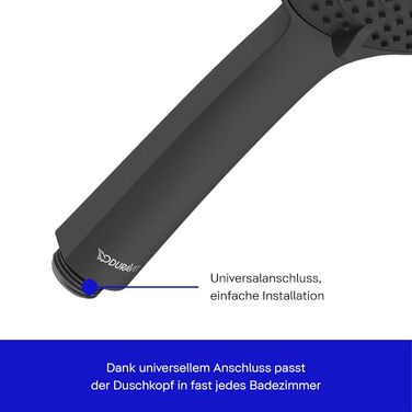 Душова лійка Duravit Universal з 3 режимами (Rain, Intense, Soft), ручна душова насадка Ø 110 мм, економія води MinusFlow, легко чиститься, чорний матовий