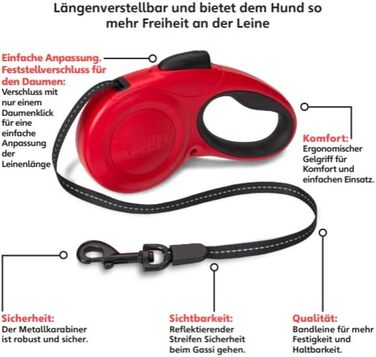Шлейка для собак HATI Roeine з світловідбиваючим матеріалом, ергономічним дизайном та запатентованою застібкою. Підходить для великих собак (розмір ), червона, M