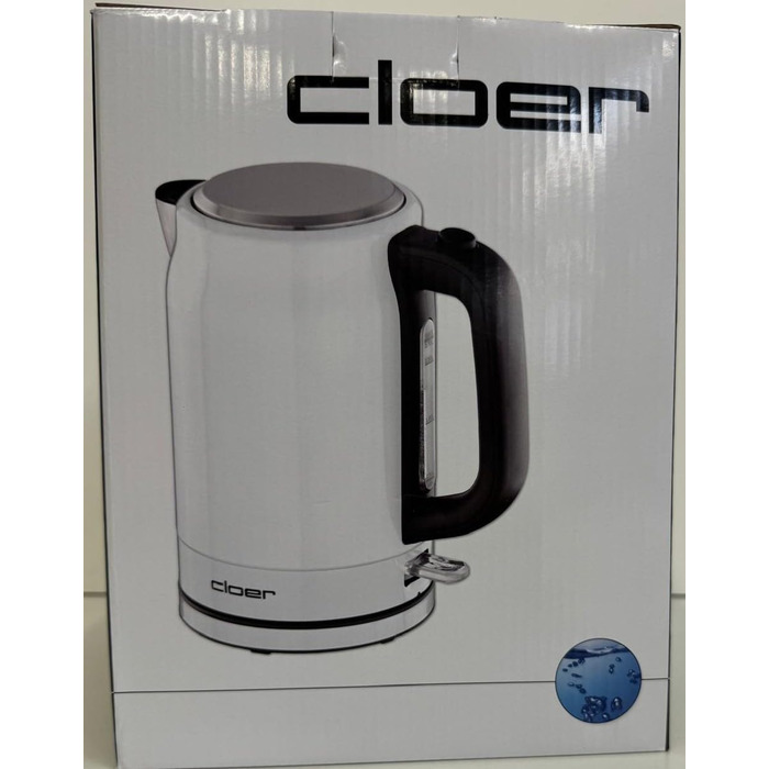 Електричний чайник Cloer 4511 з нержавіючої сталі, 2200 Вт, білий, 1.7 л, з індикатором рівня води та захистом від сухого кипіння та перегріву
