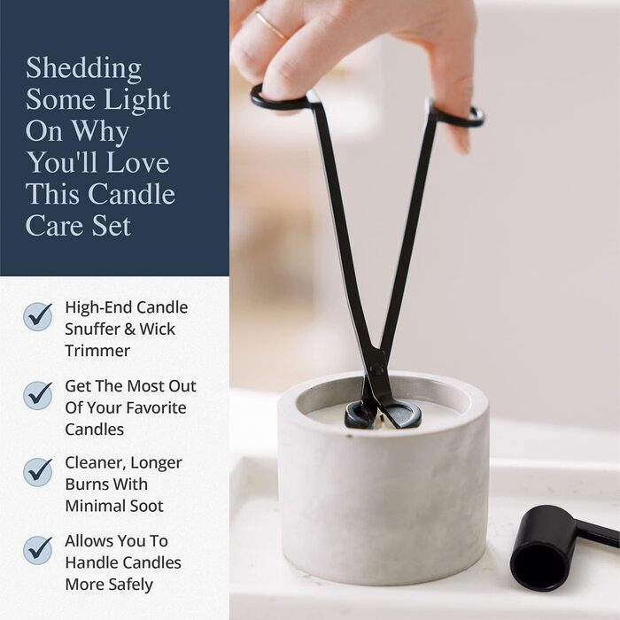 Airy Abode Candle Accessory Set with Candle Snuffer and Wick Trimmer, Gold Brushed