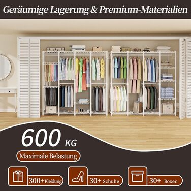 Відкритий шафа-система AQRA з регульованими полицями та штангами для одягу, чорний (193.5 x 43.5 x 195 см)