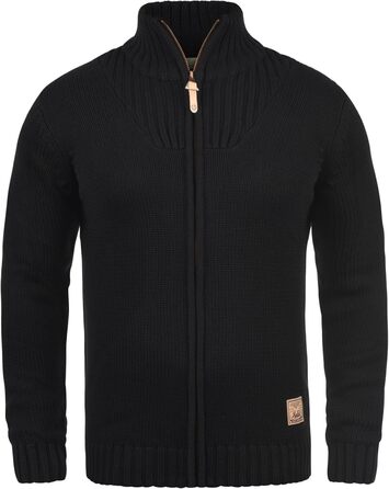 Чоловічий кардиган SDPoul з грубої в'язки, з начосом, з коміром-стійкою, з бавовняної суміші, Regular fit, чорний (9000)