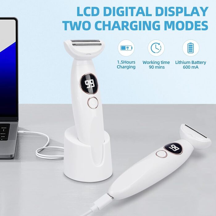 Електричний жіночий триммер 5-в-1 для тіла та бікіні, водонепроникний IPX7, білий