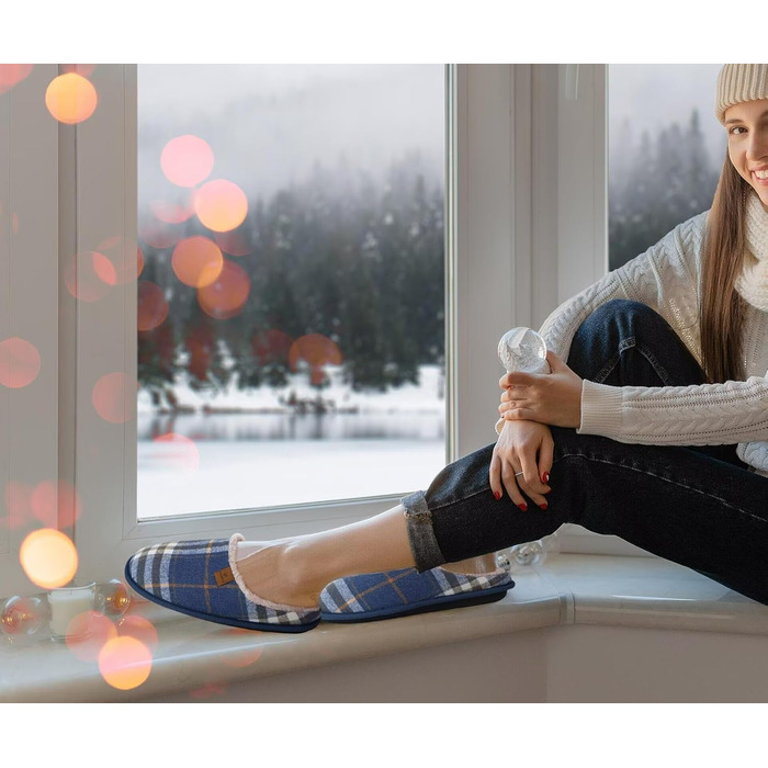 Чоловічі домашні тапочки COFACE з піною, що повертається, теплі вовняні тапочки, м'які та пухнасті, з антиковзною гумовою підошвою, розмір 40-49 (48 EU, блакитні)