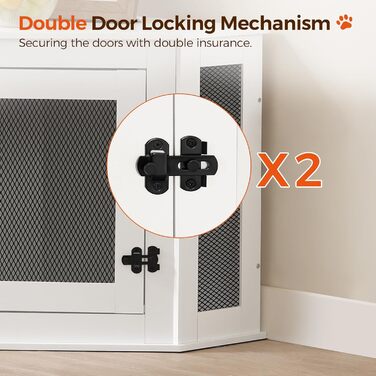 Клітка для собак Eck, переноска для собак, внутрішнє використання, 113 x 60 x 60 см, клітка для маленьких та середніх собак, багатофункціональна, вінтажний стиль, пошкоджене біле покриття ADCWT0801