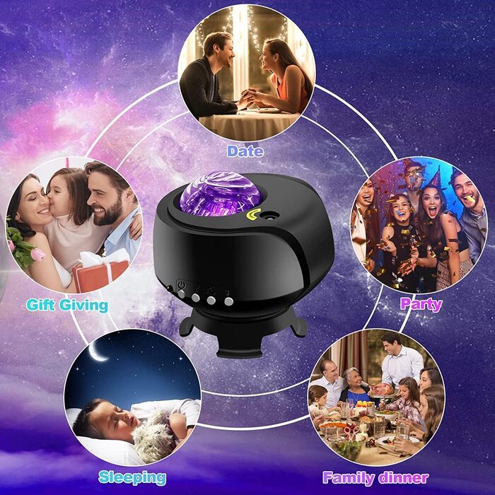 Galaxy Projector with Nebula & Galaxy Effects - LED Star Night Light - Black