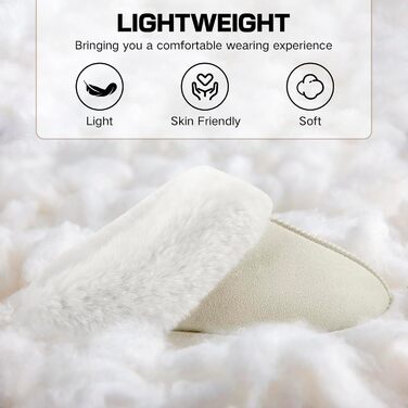 Домашні тапочки RUVVDR для жінок, зимові, теплі, з піною Memory Foam, пухнасті, м'які, з антиковзким покриттям, для дому та вулиці, 38/39 EU, бежеві