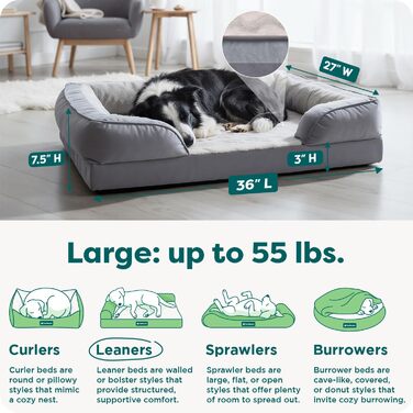 Ліжко для собак Furhaven Velvet Waves, сірий граніт, 91x69x20 см. Підходить для великих, середніх та малих собак.