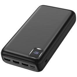 Повербанк 50000mAh з вбудованими кабелями та швидкою зарядкою, зовнішній акумулятор USB-C з LED-дисплеєм для iPhone, Android та планшетів, чорний (P500)