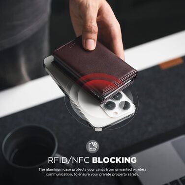 Чоловіче шкіряне картхолдер VULKIT з RFID-захистом, відділенням для грошей та ID-віконцем (натуральна шкіра, колір еспресо)