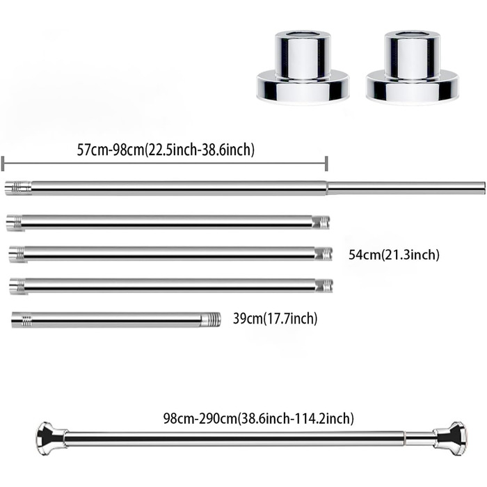 Телескопічна штанга для душу/ванни Siler без свердління, з нержавіючої сталі, регульована, 48-200 см, біла
