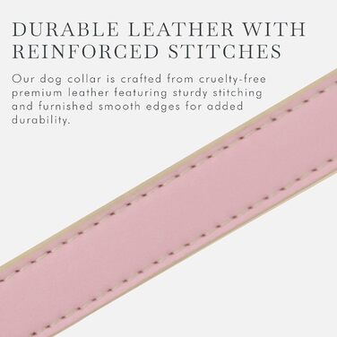 Cupertino Dog Collars, Harnesses & Leashes made of vegan leather with dog tracker device holder, adjustable dog collar (Small (Neck: 12x15), Pink)