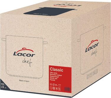 Суповий каструля LACOR 50128 з кришкою, 28 см, нержавіюча сталь, срібляста