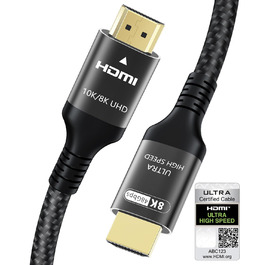 HDMI 2.1 кабель Adauxter 2 метри: 8K, 48Gbps, eARC, HDCP2.3, HDR10+, для PS5, X-Box, PC, TV, монітор