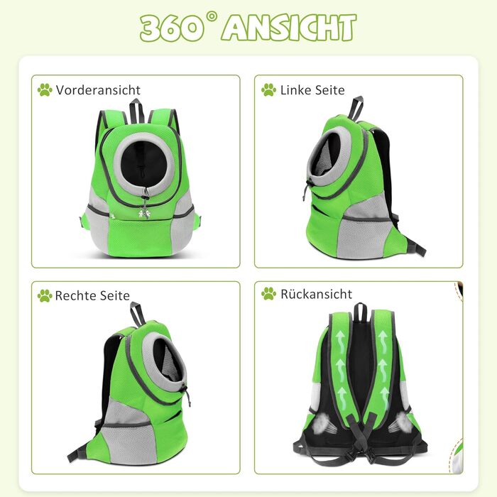 Рюкзак для собак та котів ALLSOPETS, переноска для малих тварин, рюкзак для велосипеда/мотоцикла, для походів та активного відпочинку (Моховий, L)