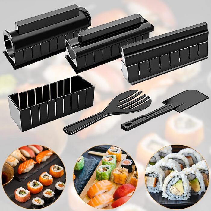 Набір для приготування суші INHEMI - 10 частин, для початківців, DIY, чорний