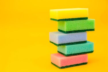 DecorRack Scratch-Resistant Cleaning Sponges, Double-Sided, Durable, Kitchen Sponges for Dishes, Cleaning of Household, Bathroom, Car Washing, Multicolored, 20 Pieces