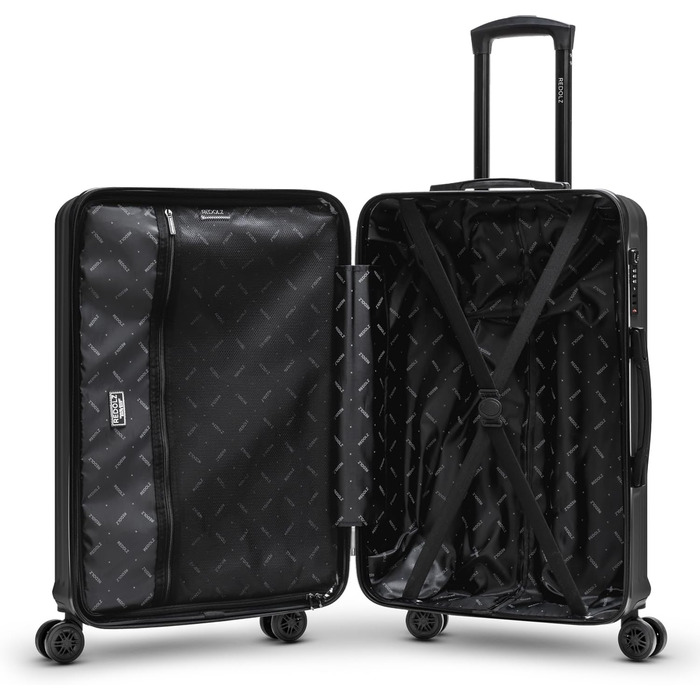 Набір валіз REDOLZ 3 шт. | Легкі дорожні валізи з ABS | Чоловічі/Жіночі | 4 колеса & TSA-замок (Essentials 07) (Чорний, валіза M (67 см))