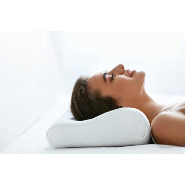 MARPUR Sleep Pillow Neck Support Pillow Orthopedic FALA, Filling: H3 Foam, in White, Head Pillow Inc. Cover, Washable, Allergy-Friendly - Anti-Snore, Size: 50x35x12/7 cm