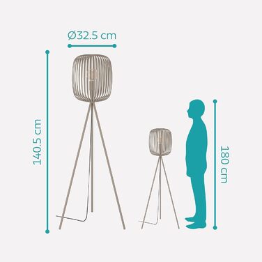 Настільна лампа EGLO Romazzina на штативі: металева тринога, чорний колір, Е27, для спальні та вітальні