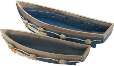 Konjouror Wooden Tray for Boats, 2 Pack, Blue, Boat Model Decoration, Nautical Beach, Ocean Decor