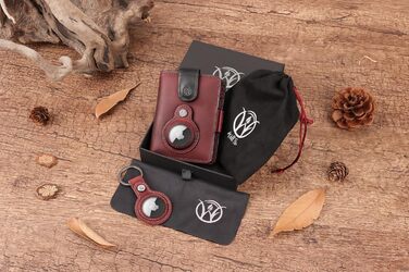 Will Fire® AirTag Wallet with Photo Capsule | Includes AirTag Attachment | Genuine Leather Wallet with Coin & Bill Compartments | Extra Secured RFID Card Holder | Space for up to (12) Cards | [Red-Black]