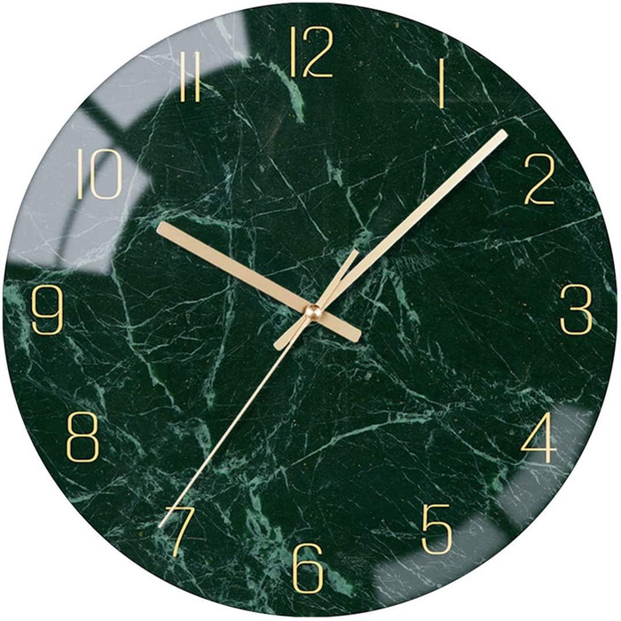 VIKMARI Glass Wall Clock Silent-Non Ticking Wall Clocks - Quality Quartz Battery-Operated Round 12 Inch Dark Green