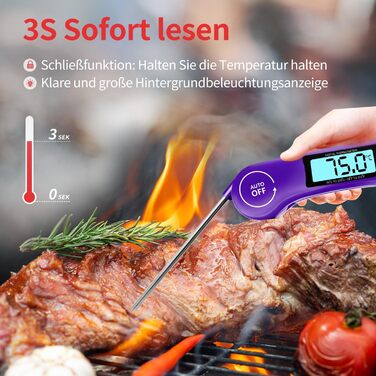 Цифровий термометр для м'яса DOQAUS: приготування на грилі, BBQ, варіння. Швидке зчитування, довга сонда, LCD екран, автовимкнення