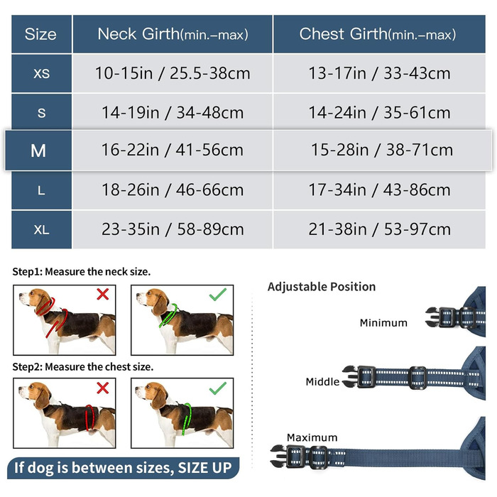 Шлейка для собак HEELE з регулюванням натягу, світловідбиваюча, для середніх собак, з м'якою ручкою, коричнева, розмір M (обхват грудей 38-71 см)