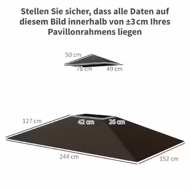 Outsunny Replacement Canopy for Gazebo 1.5m x 2.4m - Replacement Canopy Only, Double-Tiered Protective Cover, Water-Resistant Outdoor Canopy, Roof Suitable for Outdoor Grill Tent, Coffee | Aosom