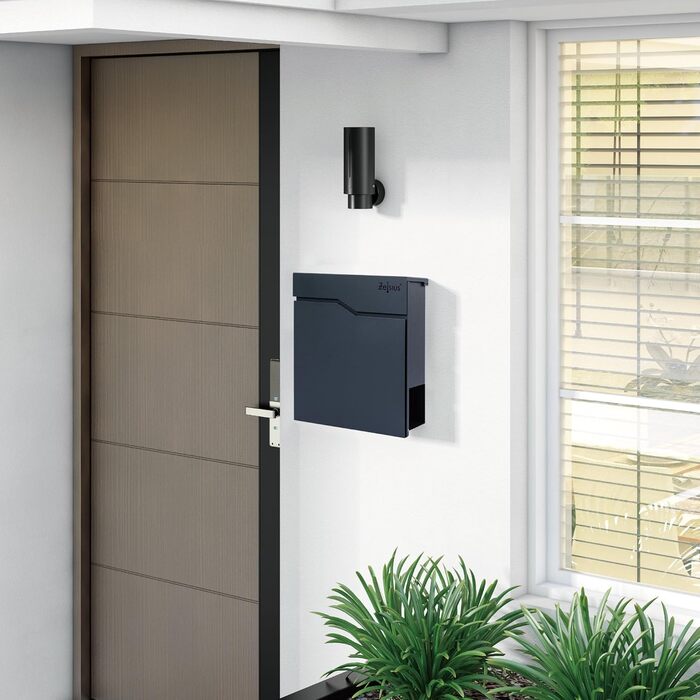 Поштова скринька Zelsius Wave з відділенням для преси, антрацит RAL 7016, з механізмом плавного закриття | Настінна або стійкова установка