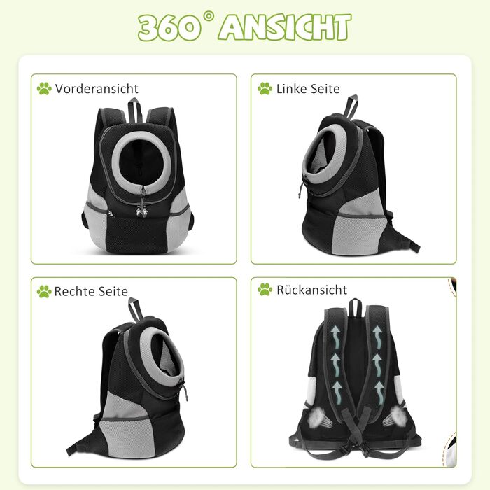 Рюкзак для собак та котів ALLSOPETS, переноска для маленьких тварин, рюкзак для велосипеда та мотоцикла, для піших прогулянок, кемпінгу та відпочинку на природі (чорний, M)