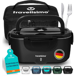 Електрична ланчбокс TRAVELISIMO 80W 1,5L 3-в-1: для авто, офісу, подорожей (чорний)