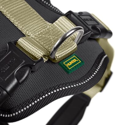 Нашийник для собак HUNTER Neopren, оливковий/чорний, міцний нейлон, м'яка неопренова підкладка, світловідбиваючий матеріал 3M Scotchlite, легкий у догляді, комфортний, розмір L