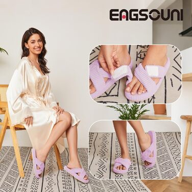 Жіночі домашні тапочки з меморі-піною, зручні, з перехресними ремінцями, антиковзні, для дому та сну, розмір 37/38 EU, світло-фіолетовий